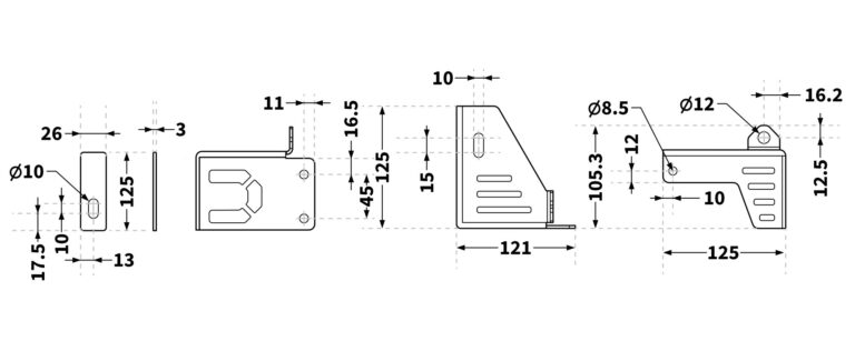 MOUNTING THE QS-BT1 ON NEXT LEVEL RACING MOTION PLATFORM V3 dimensions